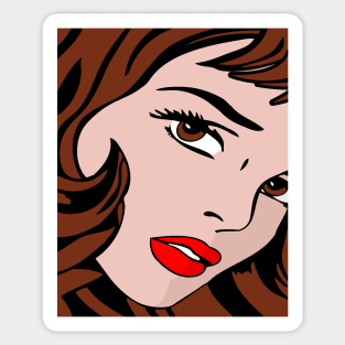 Brunette Pop Art Girl Sticker